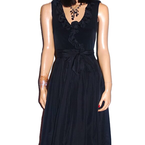 Jessica Howard Ruffle Black Party Dress 4 - Picture 1 of 9